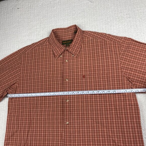 Timberland Men's 2XL Button Down Long Sleeve Orange Gingham Plaid Shirt Vintage - Picture 11 of 16